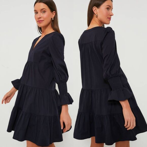 Tuckernuck Pomander Place Navy Cotton Poplin Kenzo Dress XS - Picture 2 of 9